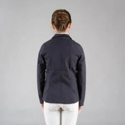 Horze Adele Junior Show Coat -Best Equestrian Store 33317 horze adele jr show coat dark blue back model 54875 01694.1583871958