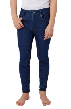 Horze Kids Allison Denim Breeches Full Seat -Best Equestrian Store allison denim fs denim blue front 36683 DNB horze 74633.1654111856