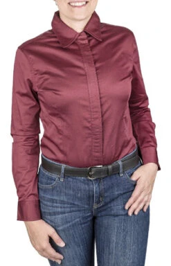 TuffRider Americana Western Show Shirt -Best Equestrian Store americana shirt burgundy front tuffrider 56864.1631322167