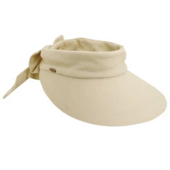 Scala Arosa Deluxe Visor With Bow -Best Equestrian Store arosa deluxe cotton visor bow natural brim V25 NAT scala 32606.1691251153
