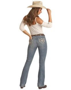 Rock & Roll Aztec Embroidered Jean 10 Rock & Roll Aztec Embroidered Jean -Best Equestrian Store aztec emb mr bc lt.vintg back RRWD4MR0XR rock n roll denim 60065.1675200948