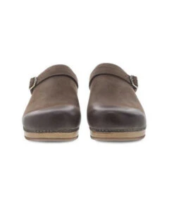 Dansko Berry Mule With Strap Mushroom Nubuck -Best Equestrian Store berry clog mule strap mushroom pair front dansko 52546.1676001029