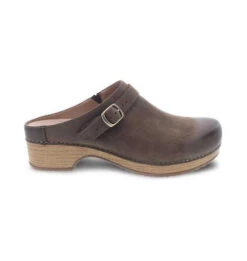 Dansko Berry Mule With Strap Mushroom Nubuck -Best Equestrian Store berry clog mule strap mushroom side dansko 76337.1676001022