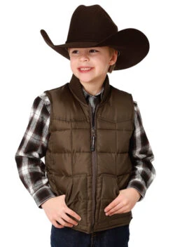 Roper Boys Insulated Vest -Best Equestrian Store boys vest brown front 0339707630526 roper 03055.1662062230
