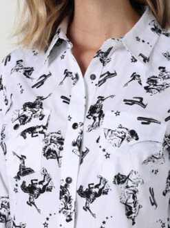 Wrangler Retro Bronc Snap Shirt 6 Wrangler Retro Bronc Snap Shirt -Best Equestrian Store bronc snap shirt ls white detail 112330046 wrangler 00727.1682109520