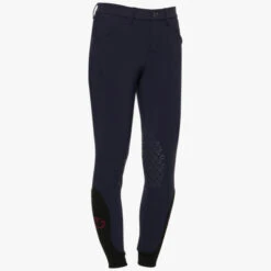 Kids Cavalleria Toscana Logo Breeches Knee Grip -Best Equestrian Store chd ct logo grip breeches smoky blue side PAK025 JE010 7E00 CT 81326.1659821701