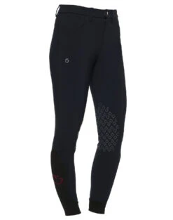Kids Cavalleria Toscana Logo Breeches Knee Grip -Best Equestrian Store chd logo grip breeches navy side PAK025 JE010 7001 cavaleria toscana 47986.1640125387