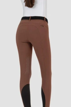 Equiline Cire High Waist Knee Grip Breeches -Best Equestrian Store cire hw knee grip chocolate back N08951 equiline 69882.1635625003