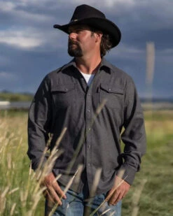 Outback Trading Men's Cooper Shirt Jacket -Best Equestrian Store cooper shirt jacket slate outback 19651.1607797111