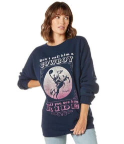 Wrangler Cowboy Ride Sweatshirt -Best Equestrian Store cowboy ride sweatshirt navy front 112335643 wrangler 75748.1689438475
