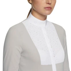 Cavalleria Toscana Crochet Bib Long Sleeve Shirt -Best Equestrian Store crochet bib LS shirt grey bib CAD131 JE140 8100 CT 14032.1649191653