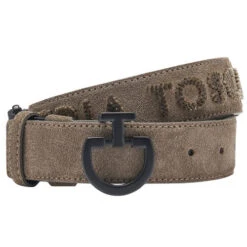 Cavalleria Toscana Logo Chamois Belt -Best Equestrian Store ct logo suede belt cacao CIN099 PE024 4300 CT 46374.1670721406