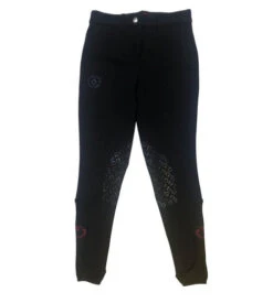 Girls Cavalleria Toscana Orbit Logo Breeches -Best Equestrian Store ct orbit breech kp black front PAA016 JE010 9999 CT 02241.1668822662