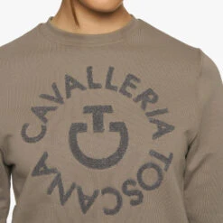 Cavalleria Toscana Orbit Logo Sweatshirt 12 Cavalleria Toscana Orbit Logo Sweatshirt -Best Equestrian Store ct orbit crew taupgrey front details FED103 CO079 8C00 cavalleria toscana 32690.1657140085