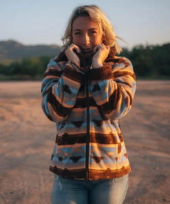 Outback Trading Dawn Print Fleece Jacket -Best Equestrian Store dawn aztec jacket grey rider 29662 outback 76263.1675968469