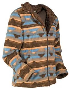 Outback Trading Dawn Print Fleece Jacket -Best Equestrian Store dawn aztec jacket grey side 29662 outback 78785.1664564244