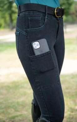 FITS Denim Breeches Full Seat Tread -Best Equestrian Store denim fs tread onyx detail A637 fits 49014.1659374855