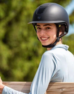 Tipperary Devon UltraMatte Helmet With MIPS -Best Equestrian Store devon helmet wide mips black lifestyle tipperary 81144.1632683633