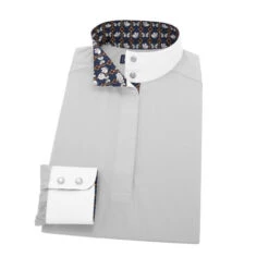 Essex Classics Grey Dusk Performance Shirt -Best Equestrian Store dusk grey LS butterflies EJL24GY essex 36290.1653504917