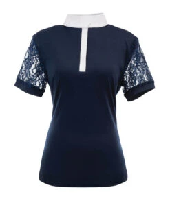 Ovation Elegance Lace Short Sleeve Show Shirt -Best Equestrian Store elegance lace ss navy 471198 ovation 67910.1626029102