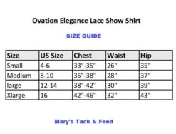 Ovation Elegance Lace Short Sleeve Show Shirt -Best Equestrian Store elegance lace ss show shirt size chart 471198 ovation 55385.1626029145