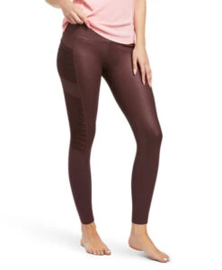 Ariat EOS Moto Tights Knee Patch -Best Equestrian Store eos moto knee grip mahogany front 10039873 ariat 65349.1651613854