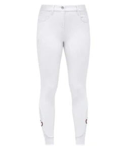 Girls Cavalleria Toscana CT Motif Print Breeches -Best Equestrian Store girls CT motif breech white front PAA020 JE010 0001 CT 90209.1685034699