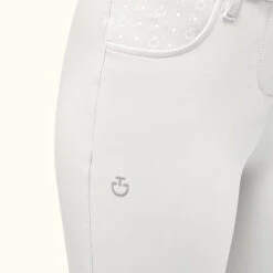 Girls Cavalleria Toscana CT Motif Print Breeches -Best Equestrian Store girls CT motif breech white pocket PAA020 JE010 0001 CT 20463.1685034694