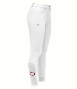 Girls Cavalleria Toscana CT Motif Print Breeches -Best Equestrian Store girls CT motif breech white side PAA020 JE010 0001 CT 02471.1685034709