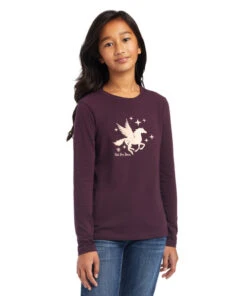 Girls Ariat Dream Tee Long Sleeve -Best Equestrian Store girls dream tee ls mulberry front 10041254 ariat 23120.1661302636