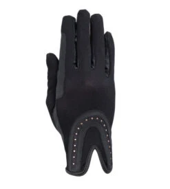 RSL By USG Good Luck Glitter Gloves -Best Equestrian Store good luck glitter glove black rose gold RSL USG 71942.1685643634