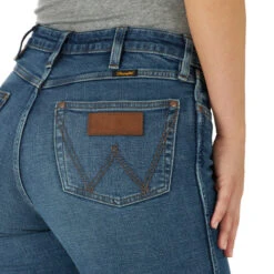 Wrangler Retro Green High Rise Trouser Jean 15 Wrangler Retro Green High Rise Trouser Jean -Best Equestrian Store green high rise trouser denim back detail 112317722 wrangler 79511.1670538163