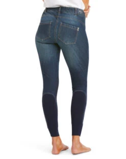 Ariat Halo Denim Knee Patch Breeches -Best Equestrian Store halo denim KP marine back 10035311 ariat 95497.1620511804