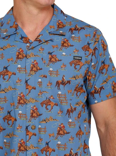 Men's Cinch Horse Print Camp Shirt 3 Men's Cinch Horse Print Camp Shirt - Image 3