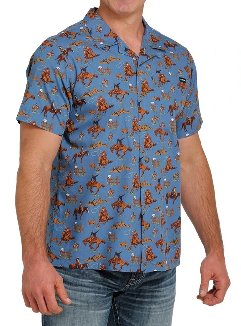 Men's Cinch Horse Print Camp Shirt 4 Men's Cinch Horse Print Camp Shirt - Image 4