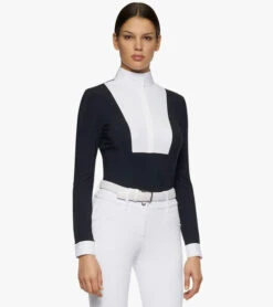 Cavalleria Toscana Hunter Competition Shirt Long Sleeve -Best Equestrian Store hunter competition LS navy side CAD191 JE002 7901 CT 68170.1690564923