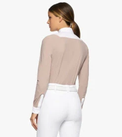 Cavalleria Toscana Bib Insert Competition Shirt Long Sleeve -Best Equestrian Store jersey bib compet ls blush white back CAD212 JE022 1A00 cavalleria toscana 46352.1659805729