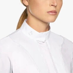 Cavalleria Toscana Bib Insert Competition Shirt Long Sleeve -Best Equestrian Store jersey bib compet ls white detail CAD212 JE022 CT 57897.1659813697