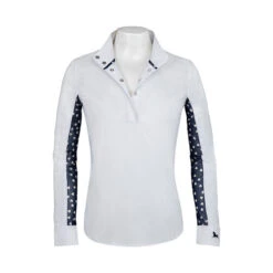 RJ Classics Lauren Junior Show Shirt -Best Equestrian Store jr lauren show shirt hearts navy front LA680Q J rjclassics 79495.1609193579