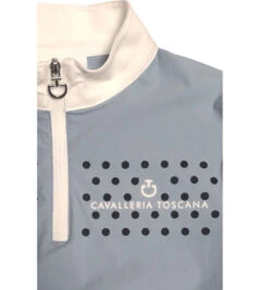 Girls Cavalleria Toscana Flock Dot Polo Short Sleeve -Best Equestrian Store kid flock print polo ss blue print POA076 JE152 7C00 CT 66820.1656716072