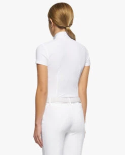 Girls Cavalleria Toscana Pleated Competition Shirt Short Sleeve -Best Equestrian Store kid pleated compet ss white back CAA033 JE022 0001 cavalleria toscana 43975.1670881156