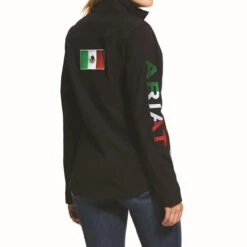 Kids Ariat Team Softshell Mexico Jacket -Best Equestrian Store kids mexico softshell jacket back 10036550 ariat 76086.1689201726