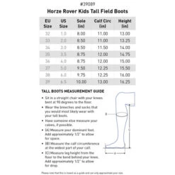 Kids Horze Rover Tall Boot -Best Equestrian Store kids rover boot size chart horze 41157.1669683467