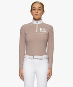 Cavalleria Toscana Girls Team Daytona Polo Long Sleeve -Best Equestrian Store kids team daytona polo ls blush front POA082 JE022 1A00 cavalleria toscana 12457.1661569399