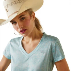 Ariat Laguna V-Neck Top Short Sleeve -Best Equestrian Store laguna v neck print ss zia detail 10043528 ariat 92569.1673561428