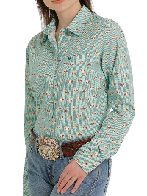 Cinch ArenaFlex Green Print Shirt 1 Cinch ArenaFlex Green Print Shirt