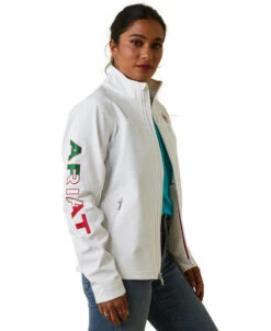 Ariat Team Softshell Mexico Jacket -Best Equestrian Store lds team mexico jacket white front 10043548 ariat 18449.1673560283