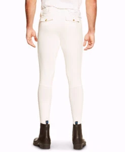 Men's Ariat Olympia Breeches Knee Patch -Best Equestrian Store men olympia kp breech white back 10012383 ariat 01946.1670378773