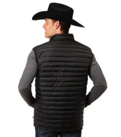 Men's Roper Quilted Down Vest -Best Equestrian Store men quilt down vest black back 0309706956137 roper 27386.1663797928