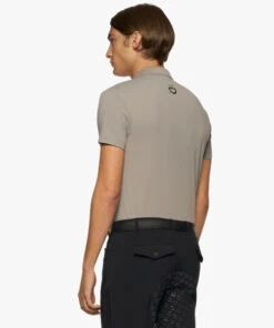 Men's Cavalleria Toscana Raceway Polo Short Sleeve -Best Equestrian Store men team raceway polo ss taupgrey back POU301 PA060 8C00 CT 10698.1659815415